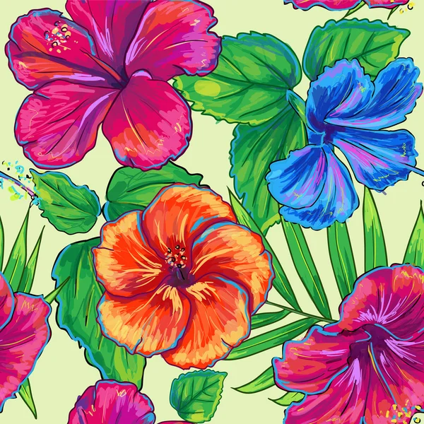 Illustration vectorielle avec des feuilles roses bleues, rouges, jaunes et vertes — Image vectorielle