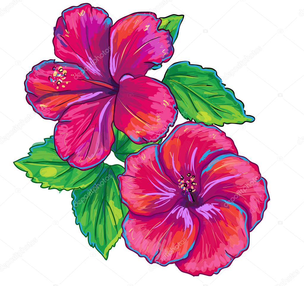 Vector illustration with blue,red, yellow and green leaves roses
