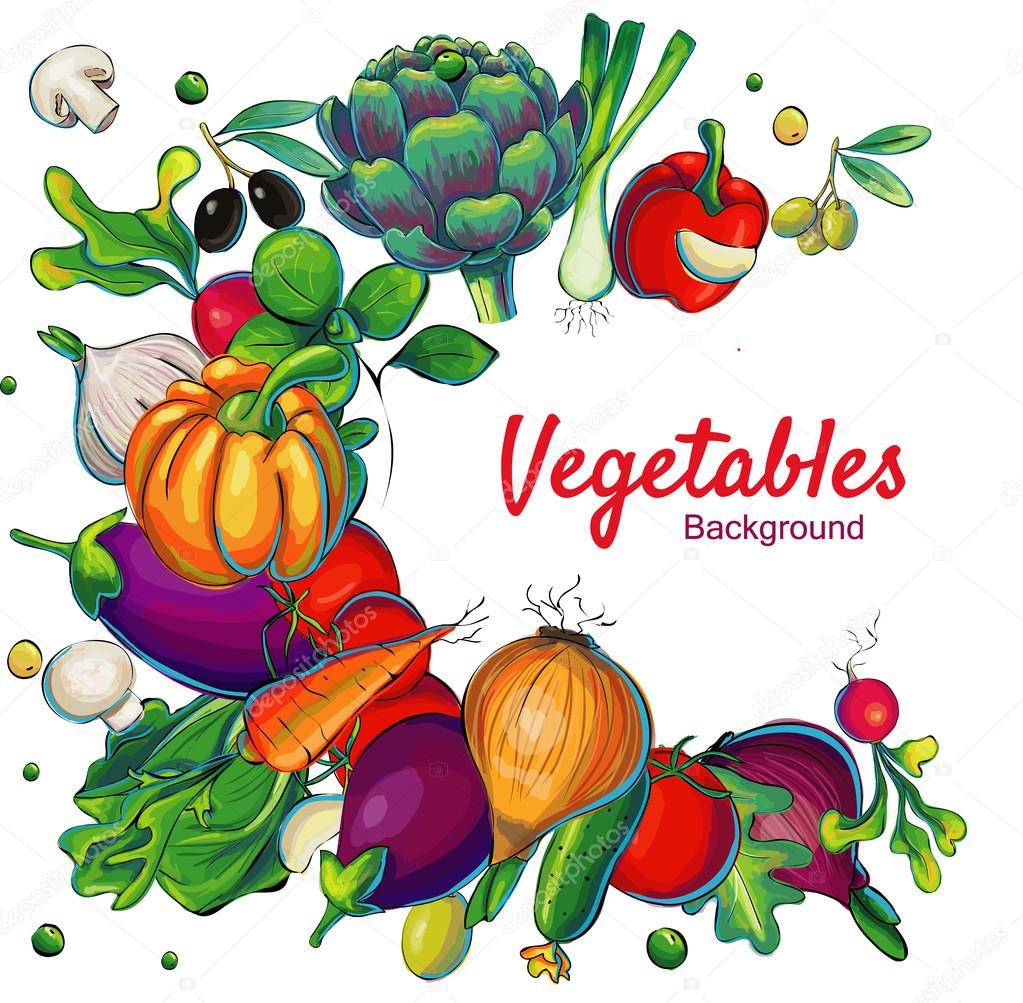 Fresh vegetables background template