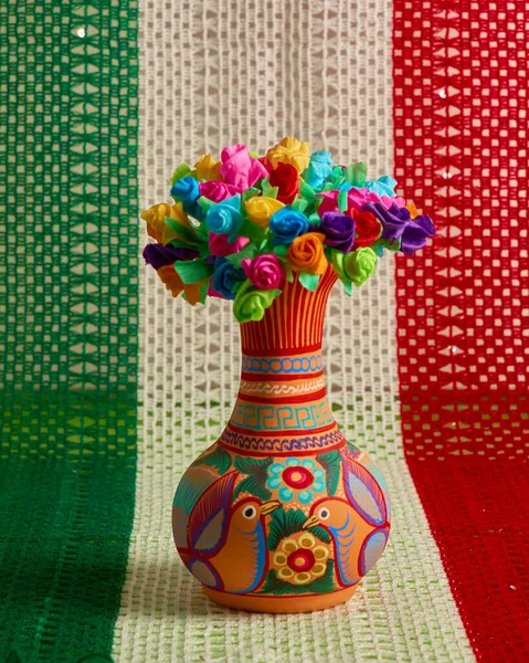 Artesana mexicana colorido jarrn pintado a mano