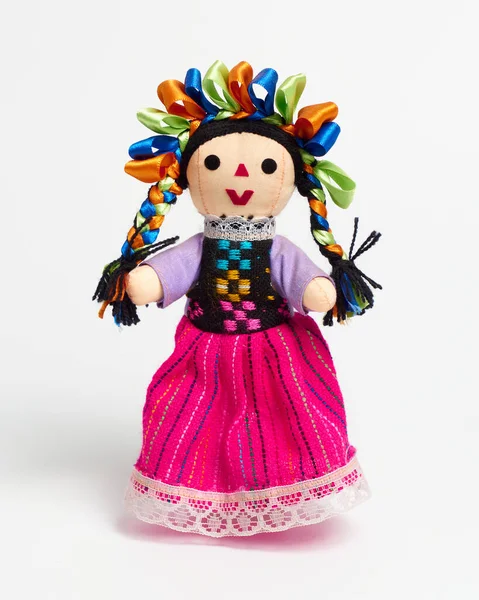 Hermosa Colorida Mueca Artesanal Mexicana — Foto de Stock