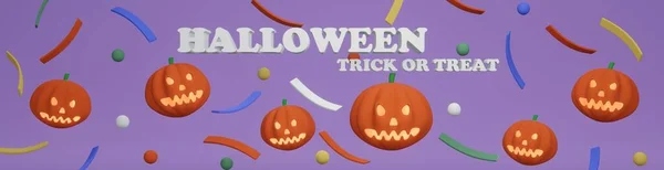 Conceito Renderização Banner Web Halloween Abóboras Texto Halloween Trick Treat — Fotografia de Stock