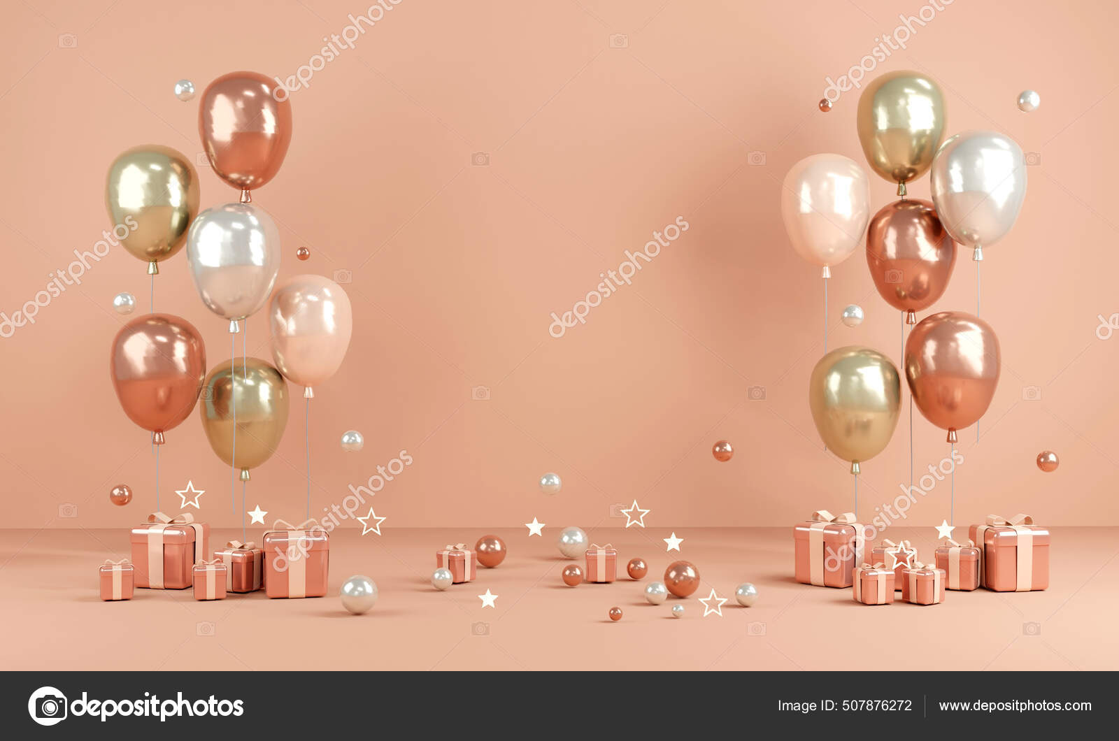 Illustration horizontale de joyeux anniversaire avec ballon rose et violet  réaliste 3d et confitti