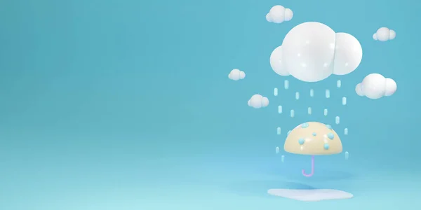 3Dレンダリング雨の季節の青空の背景概念に雨の雲 3Dレンダリング 3Dイラスト — ストック写真