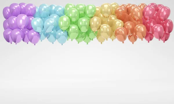 Rendering Stos Monet Balony Biorąc Monety Górę Antenie Tle Koncepcji — Zdjęcie stockowe