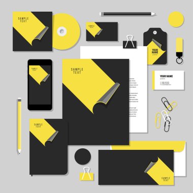 Corporate identity business set design. Vector stationery template design with Stickers. Documentation for business.