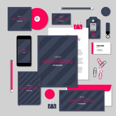 Vector stationery template design with diagonal lines clipart