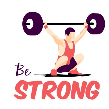 Ağırlık kaldırma atlet ve motivasyon sloganı. 