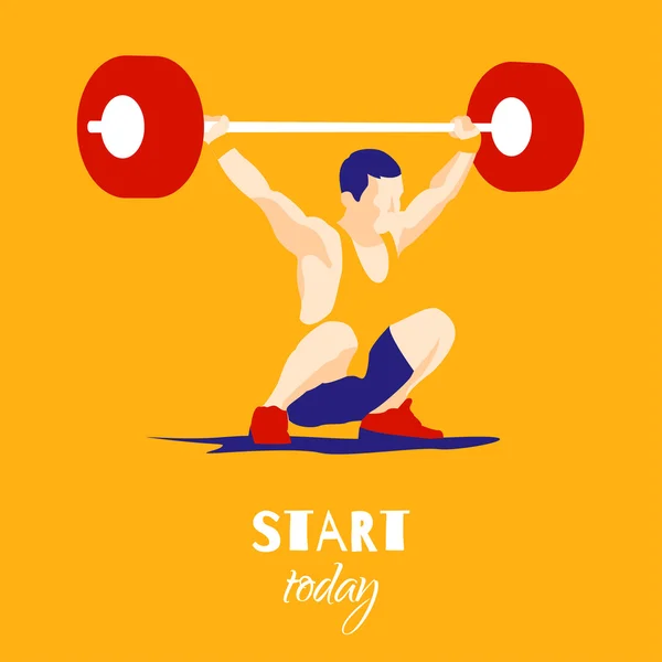Gewichtheber-Sportler und Motivations-Slogan. — Stockvektor
