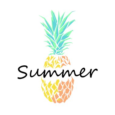 İllüstrasyon kavramlar Ananas stil tipografi ile tasarlayın. Vektör çizim. Kavramları afiş ve basılı malzemeleri Web. Modaya uygun ve güzel. Poligonal düşük Poli. Düz öğeleri