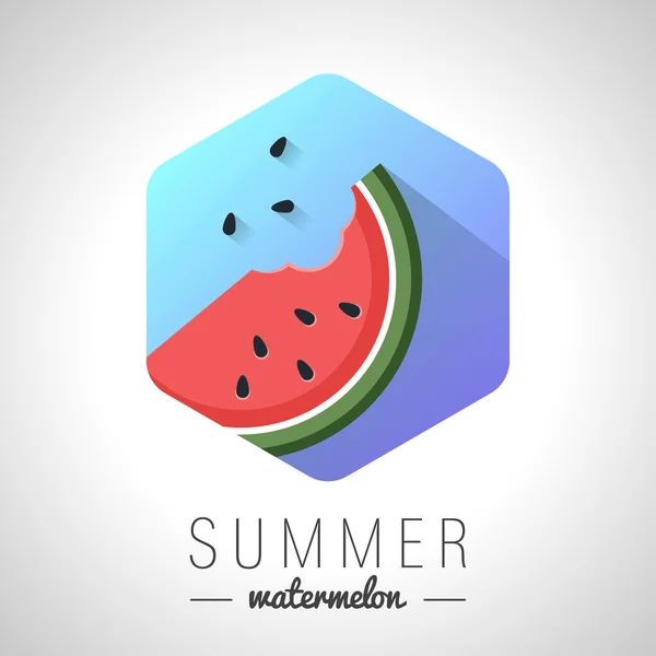 Conceptos de Ilustración de Diseño Icono de Sandía. Verano. Ilustración vectorial. Conceptos Banner web y materiales impresos. De moda y hermosa. Fondo de gradiente — Vector de stock