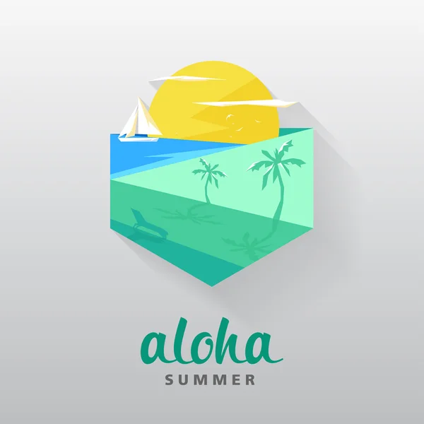 Design Illustration Concepts Paisaje de verano con tipografía de estilo. Ilustración vectorial. Conceptos Banner web y materiales impresos. De moda y hermosa. Fondo vectorial poligonal — Vector de stock