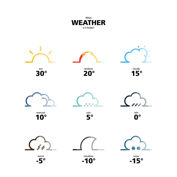 Design Illustration Wetter-Widget und Symbole mit Stil Typografie und andere Elemente. Vektorillustration. Konzepte Webbanner und Druckmaterialien. trendy und schön. — Stockvektor