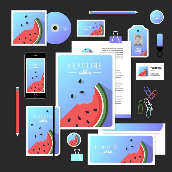 Corporate identity business set design. Vector stationery template design with ice-cream elements. Documentation for business. — Stockový vektor