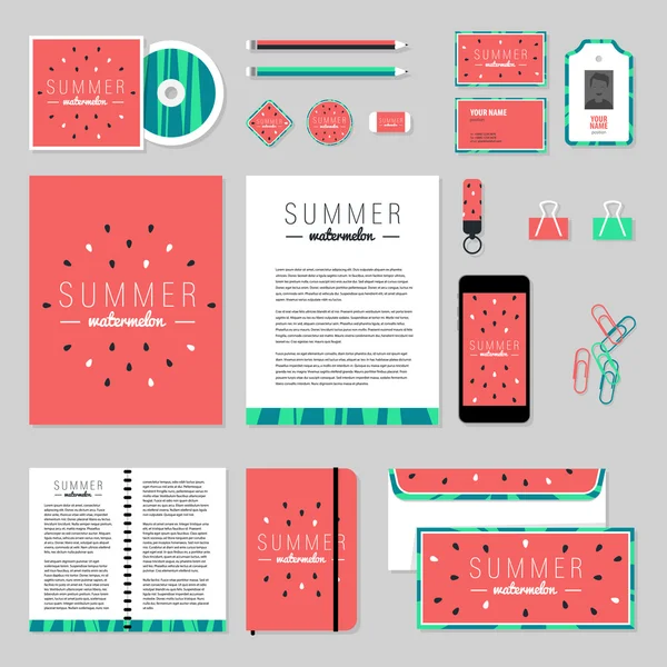 Corporate identity business set design. Vector stationery template design with ice-cream elements. Documentation for business. — 스톡 벡터