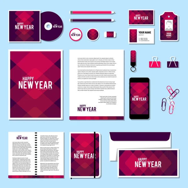 Corporate identity business set design. Vector stationery template design with new year elements, 2016. Documentation for business. — Wektor stockowy