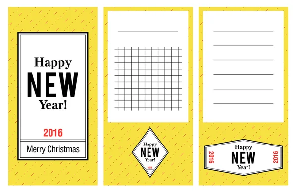 Collection of new year 2016 notes, stickers, labels, tags with cute ornament illustrations. Template for scrapbooking, wrapping, notebooks, notebook, diary, decals, school accessories — Stock vektor