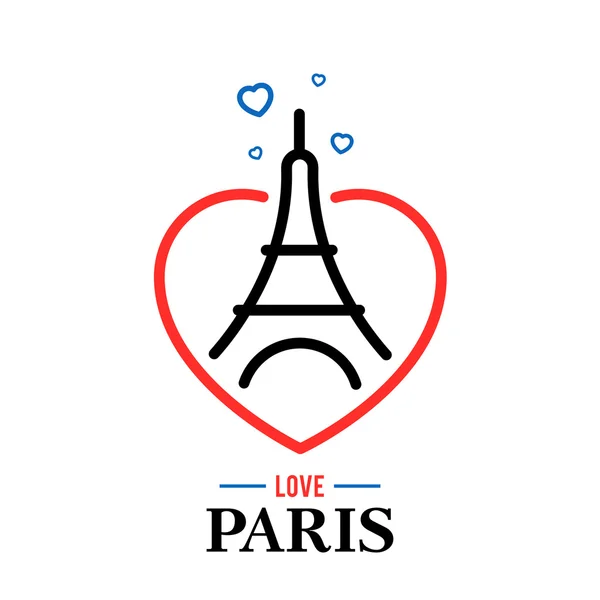 Eiffel Tower logo, national state flag of France. The heart of the lines. Vector Illustration. Concepts Web Banner and Printed Materials. Trendy and Beautiful. — Stockový vektor