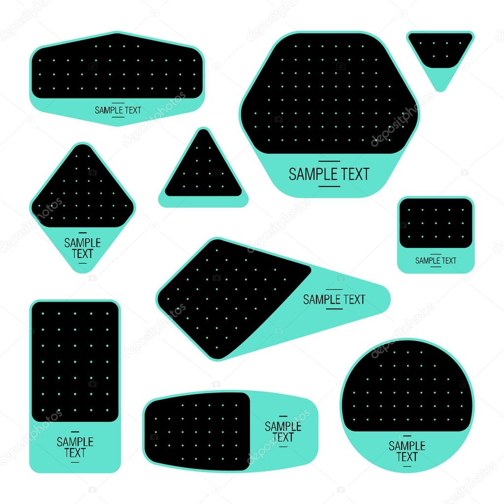 Collection of sample logo and text cards, notes, stickers, labels, tags with cute ornament illustrations. Template for scrapbooking, wrapping, notebooks, notebook, diary, decals, school accessories