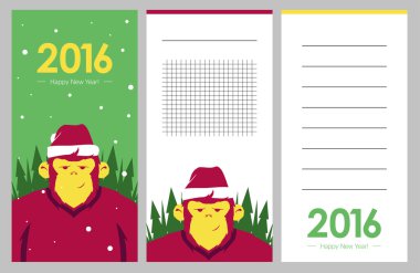 Collection of new year 2016 cards, notes, stickers, labels, tags. Template for scrapbooking, wrapping, notebooks, notebook, diary, decals, school accessories