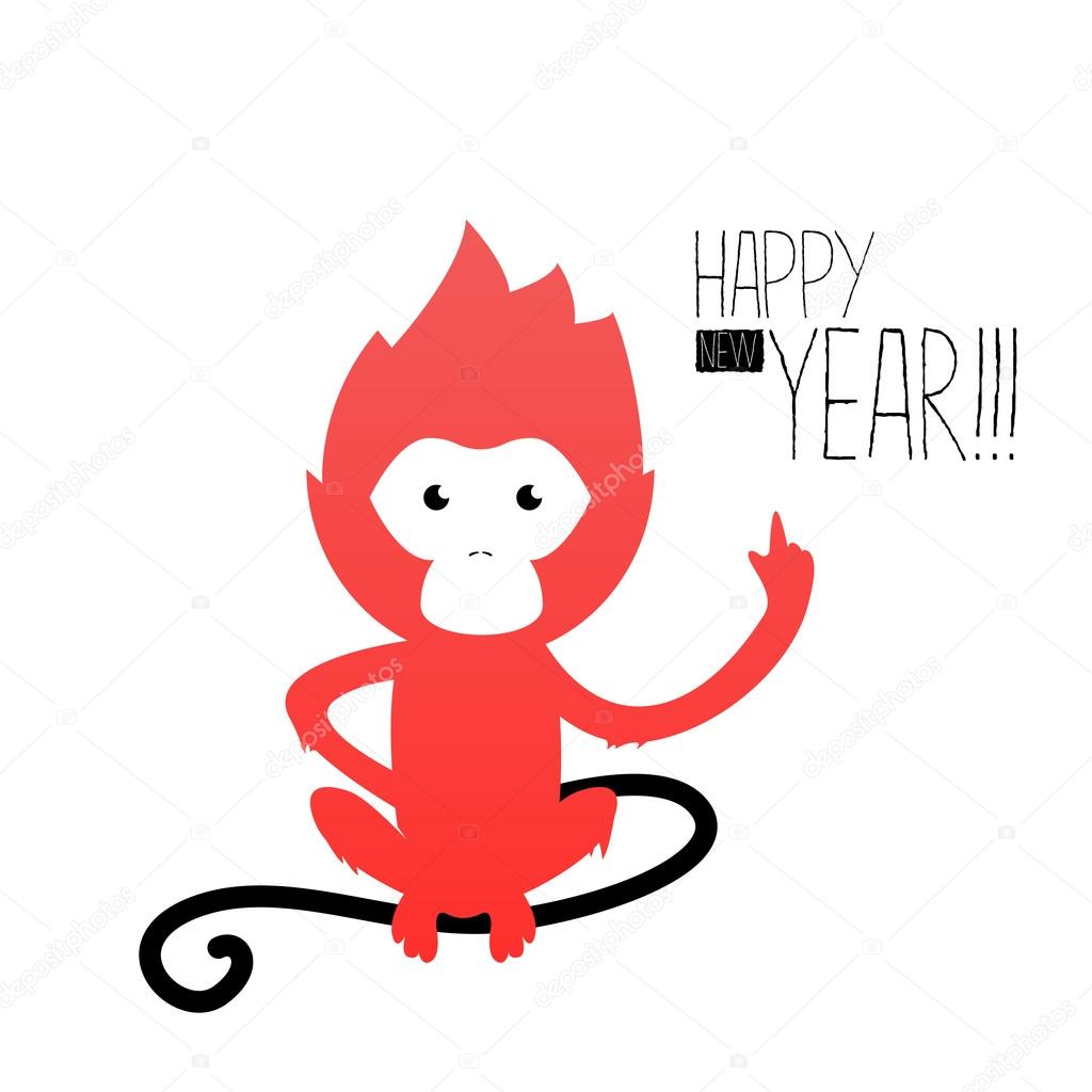 Design Illustration Concepts Symbol New Year. Monkey. 2016. Concepts Web Banner and Printed Materials. Trendy and Beautiful. Flat Elements