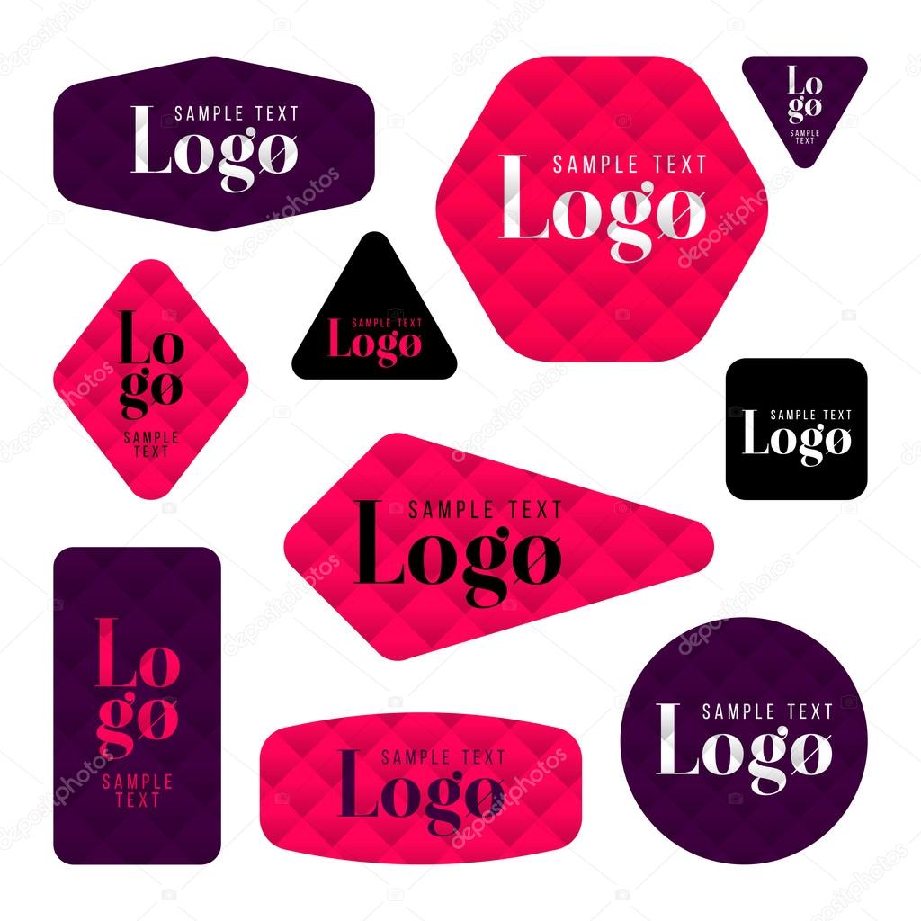 Collection of sample logo and text cards, notes, stickers, labels, tags with cute ornament illustrations. Template for scrapbooking, wrapping, notebooks, notebook, diary, decals, school accessories