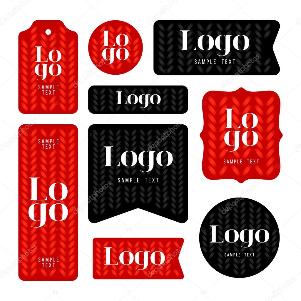 Collection of sample logo and text cards, notes, stickers, labels, tags with cute ornament illustrations. Template for scrapbooking, wrapping, notebooks, notebook, diary, decals, school accessories