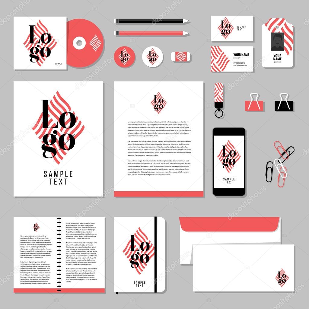 Corporate identity business set design. Vector stationery template design with sample logo and text elements. Documentation for business.