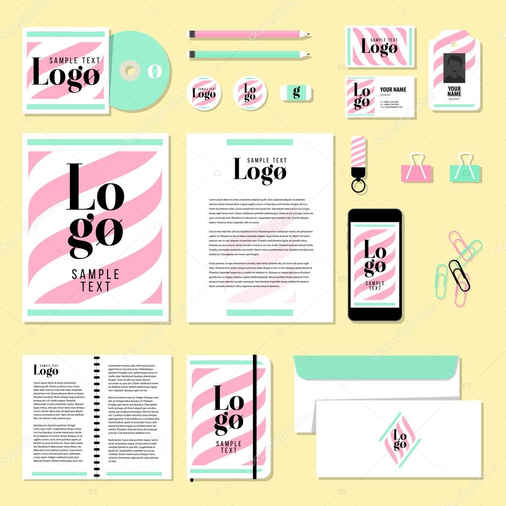 Corporate identity business set design. Vector stationery template design with sample logo and text elements. Documentation for business.