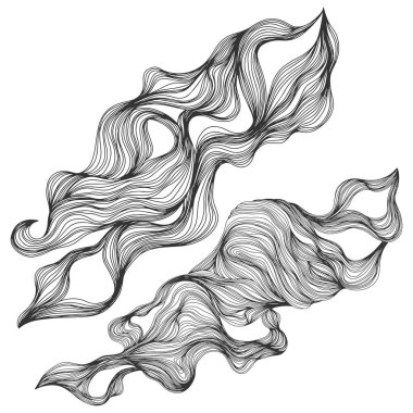 Soyut şekiller seti. Mürekkep boyama tarzı soyut kompozisyon. El çizimi Vektör illüstrasyonları