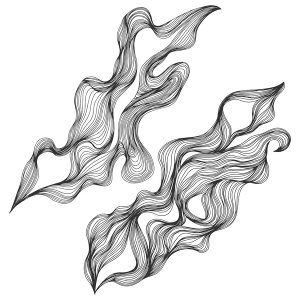 一组抽象的形状 水墨画风格抽象构图 手绘向量图解 — 图库矢量图片