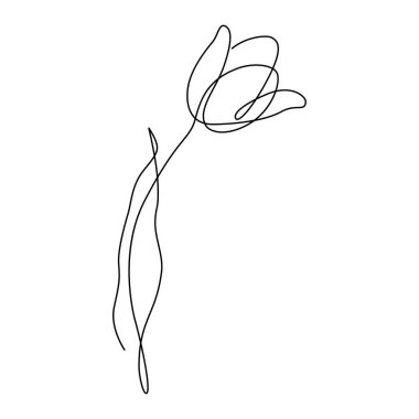 Soyut bir çiçek. Sürekli vektör sanatı. Biçimlendirilmiş siyah çizgi çizimi