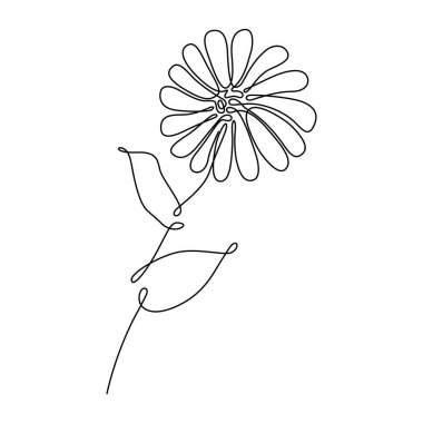 Soyut bir çiçek. Sürekli vektör sanatı. Biçimlendirilmiş siyah çizgi çizimi