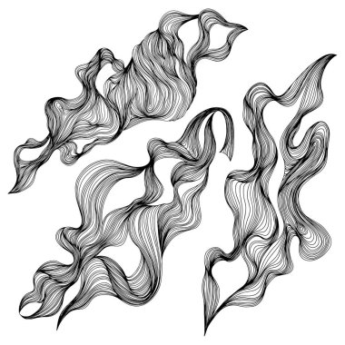 Soyut şekiller seti. Mürekkep boyama tarzı soyut kompozisyon. El çizimi Vektör illüstrasyonları.