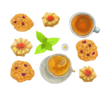 Elementler dizisi: işçiler, çay, kahve, nane, limon