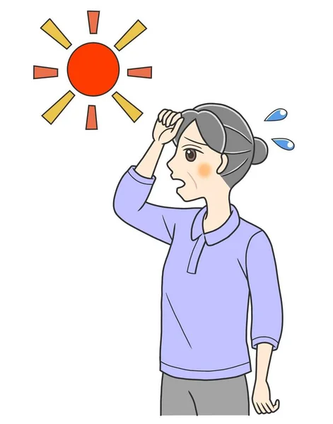 Yaz sıcağından muzdarip yaşlı bir kadın.