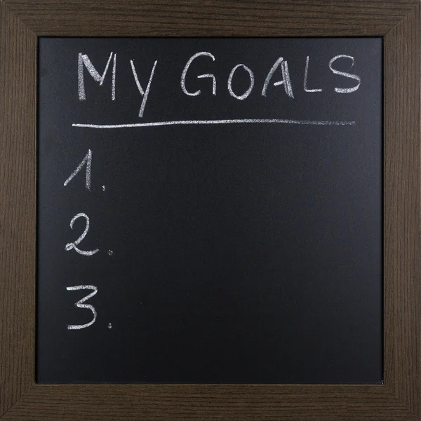 Rukou seznam Moje cíle na tabuli. — Stock fotografie