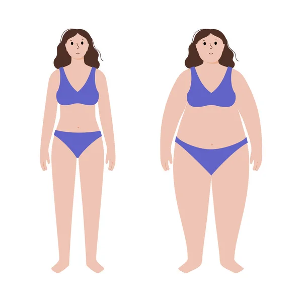 Mujer obesa y normal — Vector de stock