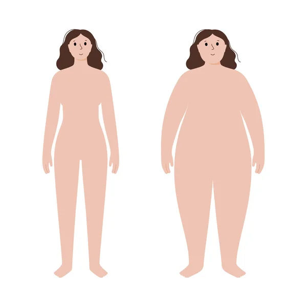 Mujer obesa y normal — Vector de stock