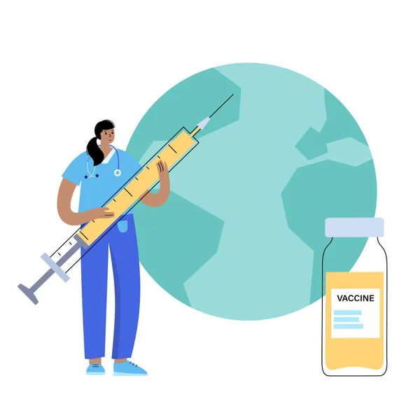 Concepto mundial de vacunación — Vector de stock