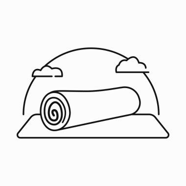 İzole edilmiş düz resimli yoga mat ana hatları simgesi