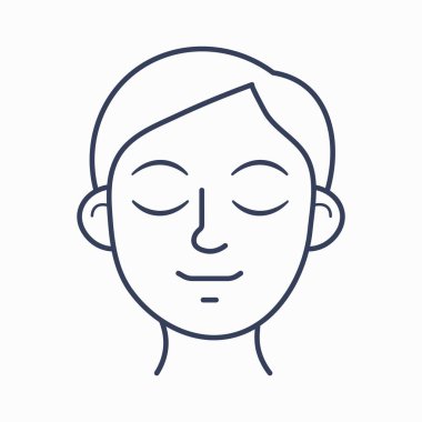 İzole edilmiş düz resimli Sakin Yüz ana hatları simgesi 