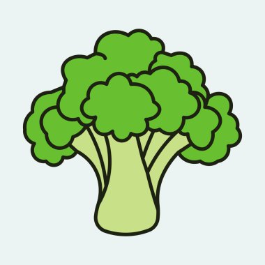 Parlak yeşil brokoli çiçekleri ve lezzetli sağlıklı sebze ikonu.