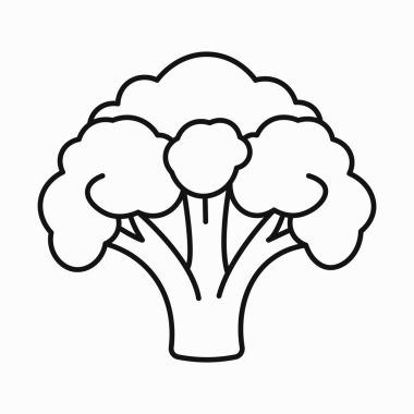 Taze brokoli çiçeklerinin basit çizimleri sağlıklı sebze ikonunun başını çekiyor.