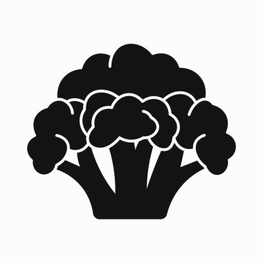Sapı detaylı gıda ikonu olan sağlıklı brokoli çiçeklerinin basit silueti.