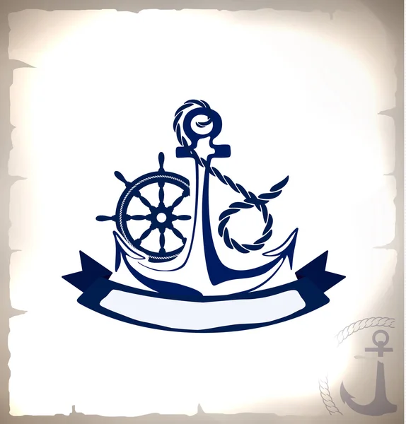 Conjunto de emblemas marinos. Ilustración vectorial dibujada a mano. Motivos del mar . — Vector de stock
