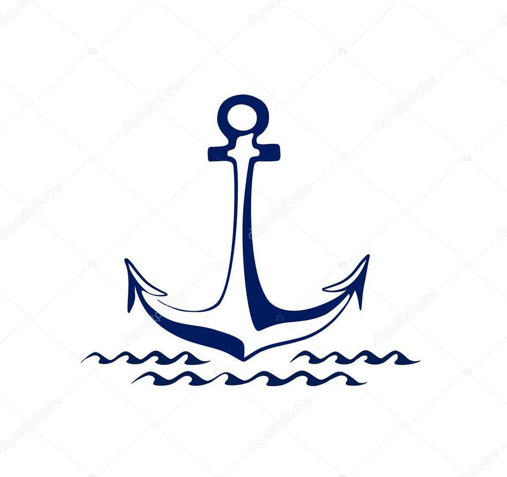 The Icon of anchor. Hand drawn vector illustration. Sea motifs.