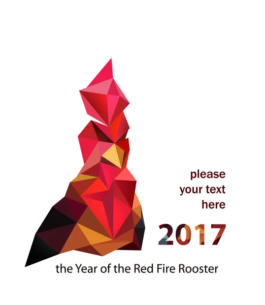A Red fire rooster 2017 jelképe. Modern jele, a láng háromszögek. — Stock Vector