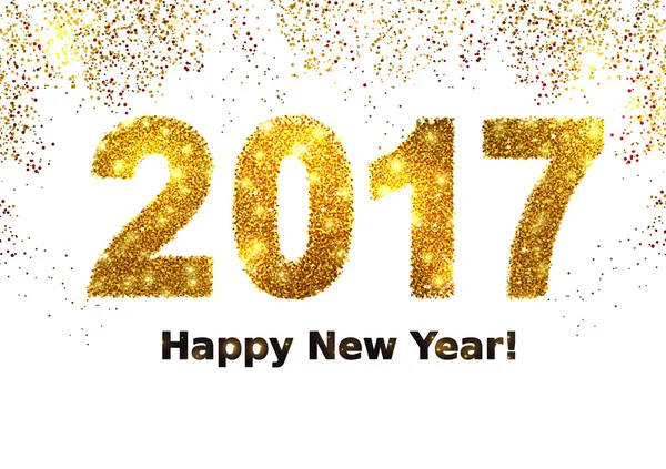 The gold glitter New Year 2017 in modern style. — Stock Vector