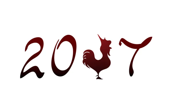 El lindo icono de gallo rojo como símbolo del año 2017 . — Vector de stock